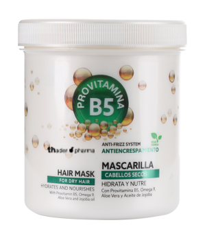 Mascarilla efecto anti-frizz Provitamina B5, Omega 9, Aloe Vera y aceite de Jojoba